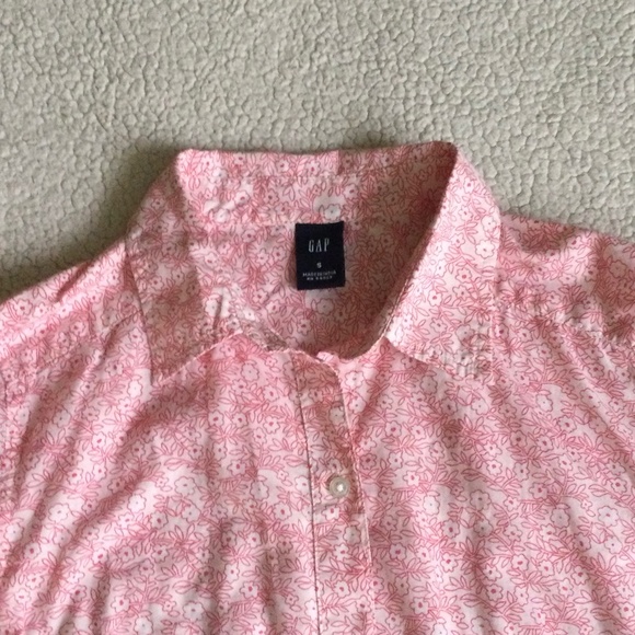 Vintage GAP Floral Button Down Shirt Pink White Y2K - Sz Small - Picture 5 of 8